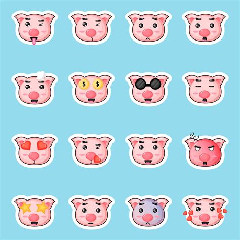 cute pig stickers set 2146520 Vector Art at Vecteezy