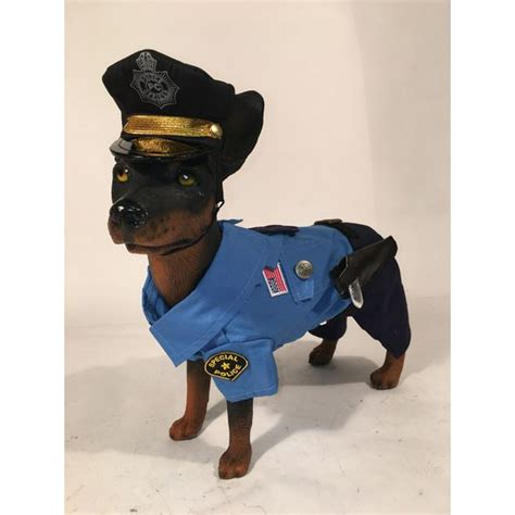 Police Officer Dog Costume Classic Blue Cop Uniform Hat Badge Holster ...