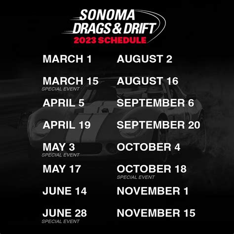 Sonoma Drags and Drift Schedule Announced for 2023 | Press Releases ...