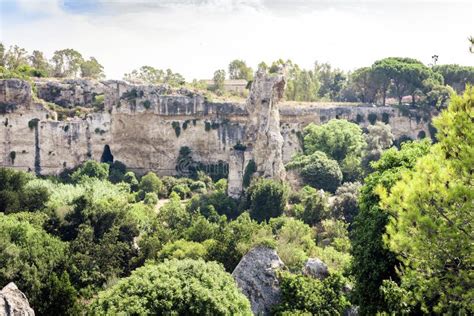 Archeological Park, Rocks Near Greek Theatre of Syracuse, Ruins of ...