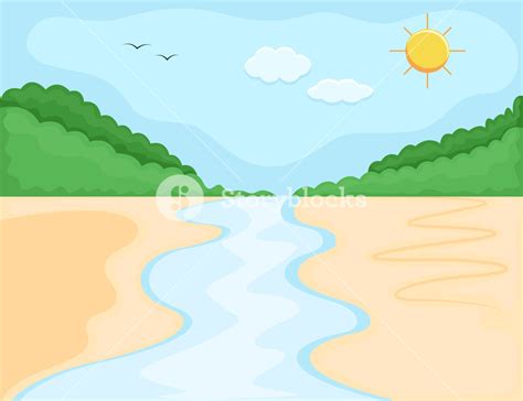 Cartoon Background - River Bank Landscape Royalty-Free Stock Image ...