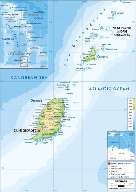 Grenada Map (Physical) - Worldometer