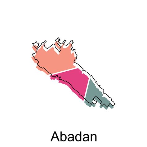 Map of Abadan illustration design template, geometric shapes and lines style isolated on white ...