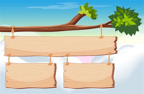 Free Vector | Wooden sign template with sky in