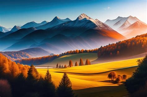 Premium AI Image | Landscape panorama with mountains