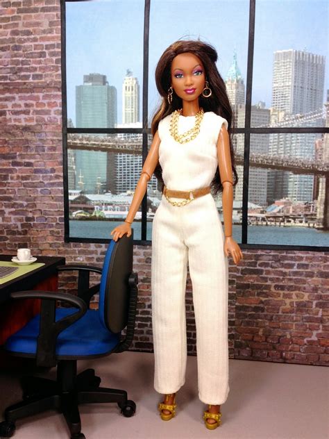 Enchanted Styles: Barbie Doll Comfortable Jumpsuit Wear - Cream, Tan, and Gold-toned chains