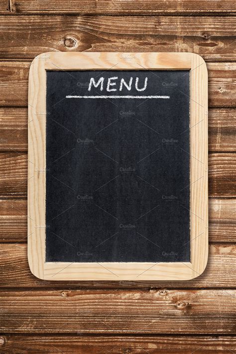 Menu board on wooden background | High-Quality Food Images ~ Creative Market