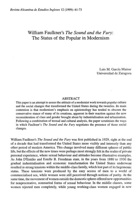 (PDF) William Faulkner's "The Sound and the Fury": the status of the ...