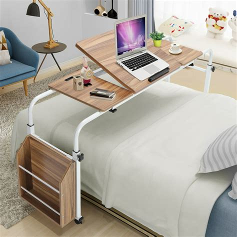 EECOO Adjustable Laptop Cart Mobile Computer Desk, Mobile Overbed Table Laptop Cart Hospital ...