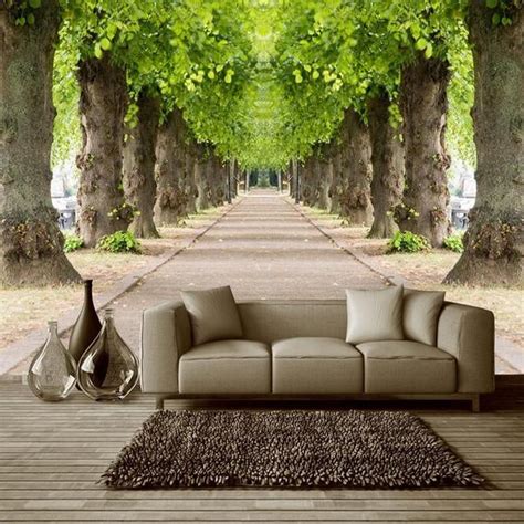 3D Effect Forest Road Wallpaper Mural for Living Room (㎡) | Room wallpaper, Floor murals ...