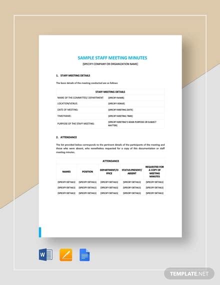 17+ Staff Meeting Minutes Templates - PDF, DOC | Free & Premium Templates