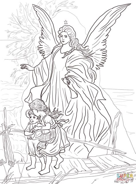 Children Are Protected by Guardian Angel coloring page | Free Printable ...