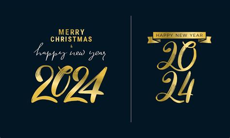 Premium Vector | Happy New Year 2024 with calligraphy and brush gold color painted text effect ...