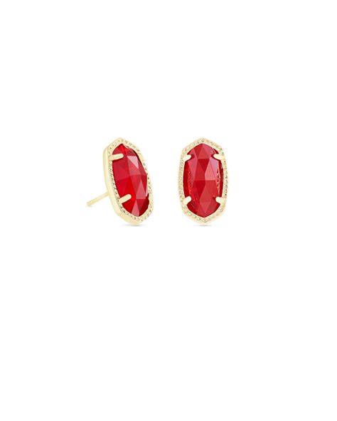 Ellie Gold Stud Earrings in Ruby Red Glass | Kendra Scott