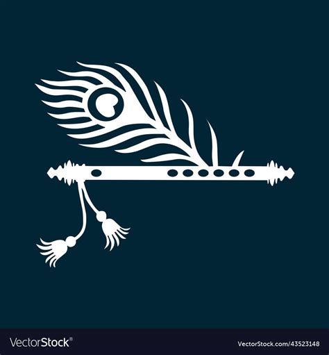 Krishna flute art design vector image on VectorStock in 2024