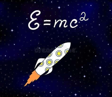 Cosmic Vector Space Illustration with Flying Space Ship, Stars and ...