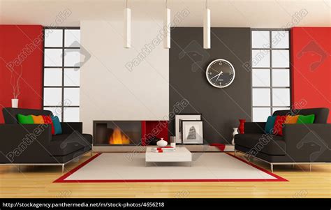 Contemporary living room with fireplace - Stock image #4656218 ...