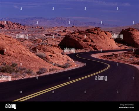 Nevada, Road In The Desert Stock Photo - Alamy