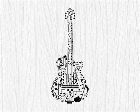 Guitar Made With Musical Notes Music Instrument SVG. Guitar - Etsy