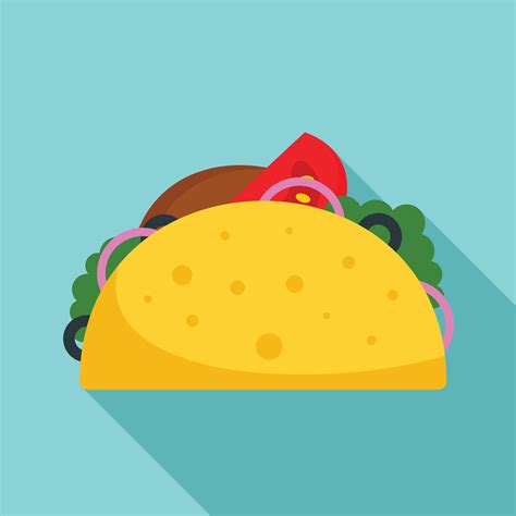 Taco food icon, flat style 14577447 Vector Art at Vecteezy