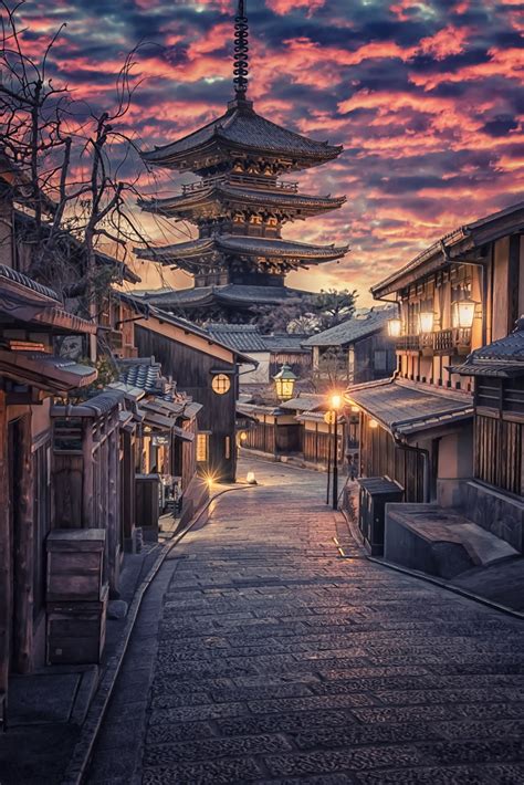 Kyoto at Sunset Wallpaper | Happywall