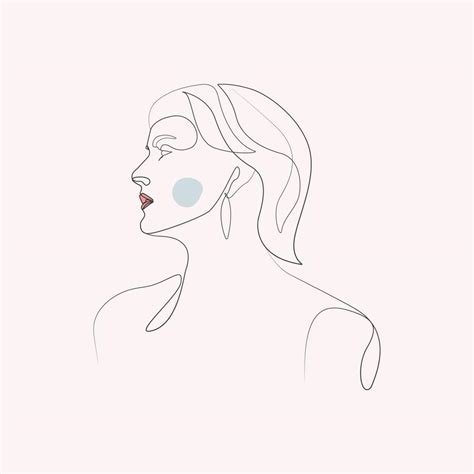 Abstract beauty face girl side face view fashion woman line art drawing ...