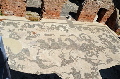 Ostia Antica Ancient Roman Baths of Neptune Tile Mosaics Photograph by ...