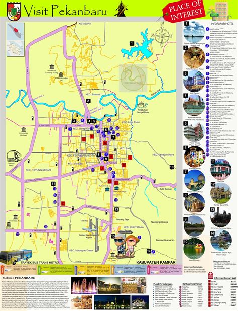 Peta Wisata Kota Pekanbaru - Tourism Map of Pekanbaru City - Riau ...