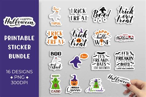 Halloween sticker bundle. Halloween quote stickers printable