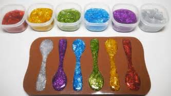 DIY How to Make Rainbow Colors Jelly Spoon Learn Colors Glitter Slime ...