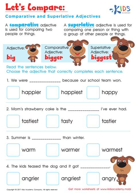 Comparative And Superlative Adjectives Worksheets For Grade ...