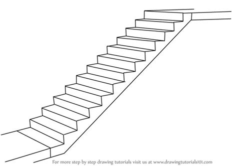 How to Draw Staircase (Everyday Objects) Step by Step | How to draw stairs, Staircase drawing ...