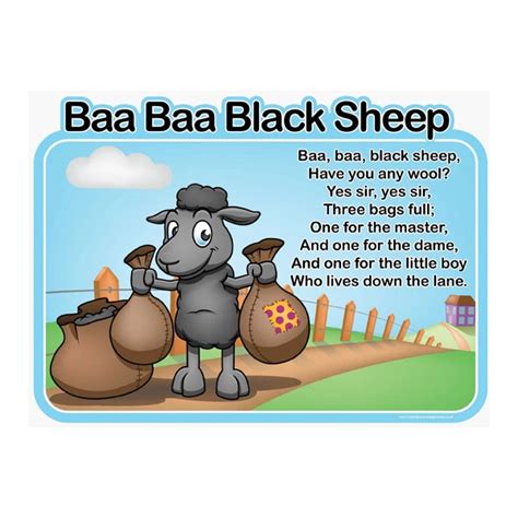 Baa Baa Black Sheep Nursery Rhymes Signs