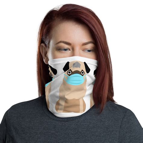 Pug face mask pug print pug neck gaiter reusable mask | Etsy