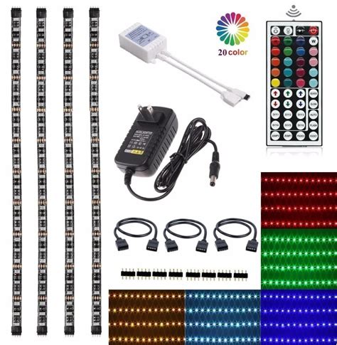 LED TV Backlight Kit 4x1.64ft Bias Lighting RGB Color Changing with 44Keys Remote + Power ...