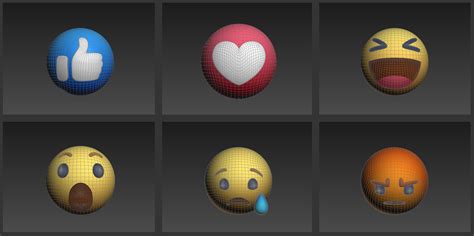 Facebook reaction button pack model - TurboSquid 1418530