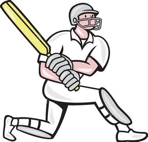 Cricket Player Batsman Batting Kneel Cartoon Cricket Cartoon Graphics ...