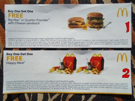 eBlueJay: 20 McDonald's Coupons Your Choice - Exp. 2/23/2020