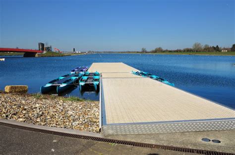 Dorney Olympic Rowing Lake with Blue Summer Sky Stock Image - Image of boats, docking: 24085165