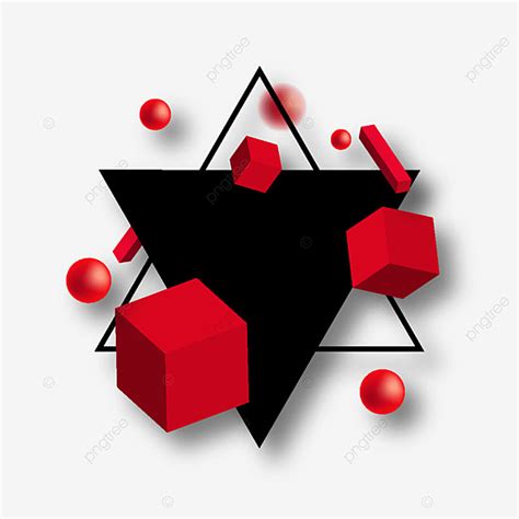 3d Illustration With Black And Red Geometric Shapes, 3d, Illustration ...