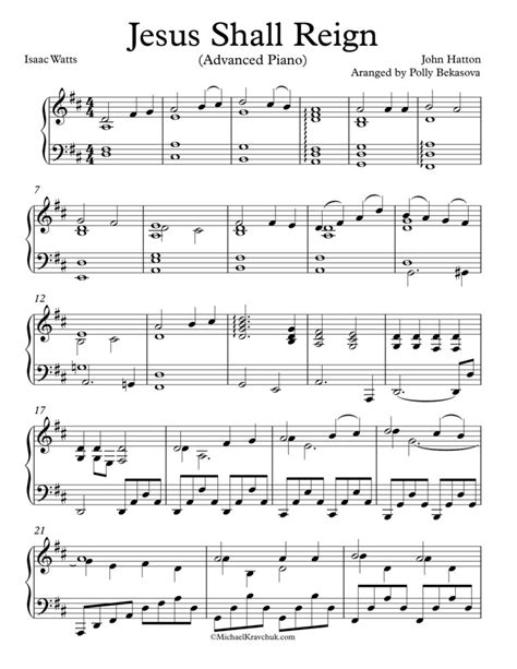 Free Piano Arrangement Sheet Music – Jesus Shall Reign – Michael Kravchuk