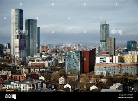 Manchester skyline showing Deansgate Square tower blocks Stock Photo - Alamy