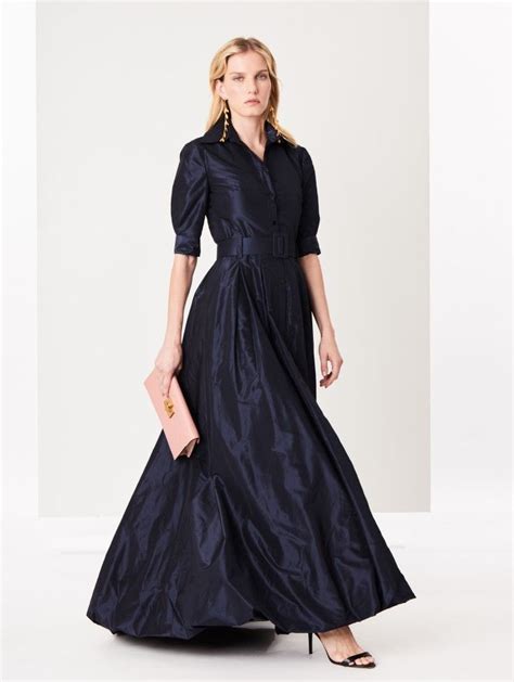 Navy Silk-Taffeta Gown - Gowns & Caftans - Ready-to-Wear | Silk dress long, Long sleeve evening ...