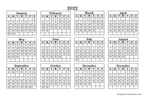 2022 Landscape Printable Calendar - Free Printable Templates