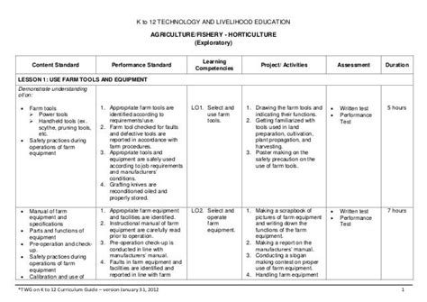 K to 12 TLE Curriculum Guide for Horticulture