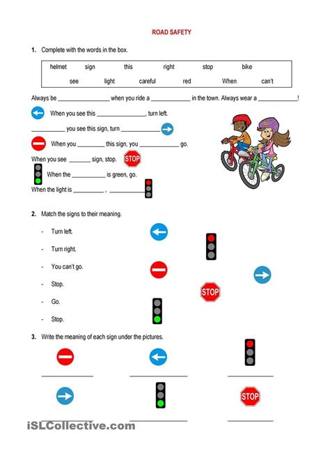 Kindergarten worksheets, Road safety, Safety and first aid