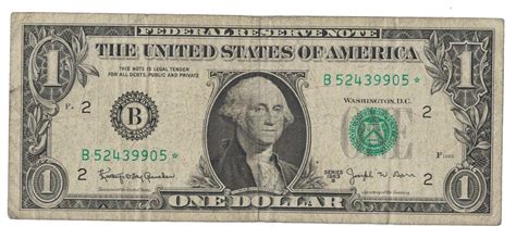 1963 Series B One Dollar Bill US Currency Paper Money Federal Reserve ...