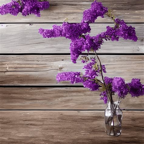 Reclaimed Wood Planks Backdrop with Lilacs and a Vase of Flowers · Creative Fabrica