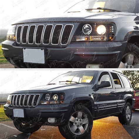 [LIMITED SINISTER BLACK] 1999-2004 Jeep Grand Cherokee WJ WG Halo LED Headlights