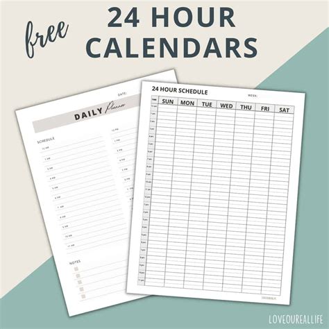 24 Hour Daily Schedule Template - 1 Page Layout (Printable) ⋆ Love Our ...